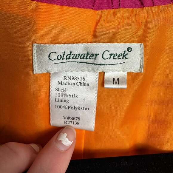 Coldwater Creek pink embroidered silk open front blazer size medium C13 - Picture 2 of 4